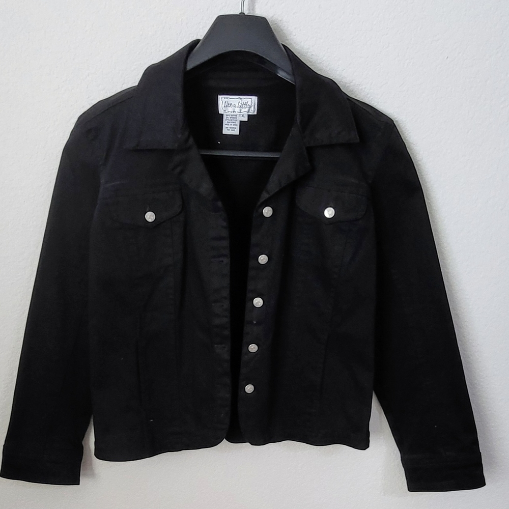 Live A Little Women's Black Denim Jacket Cotton XL New Without Tags